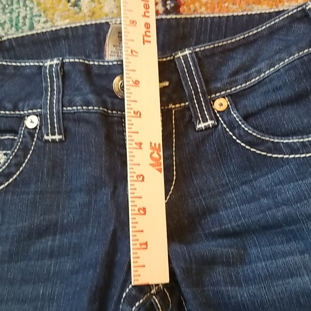 Y2k TRUE RELIGION Joey Dark Low FLARE HorseShoe Topstitched Bell IT Jeans 29 EUC - Picture 15 of 16